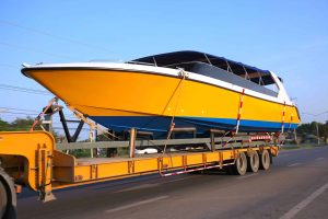 boat transportation in the road via truck